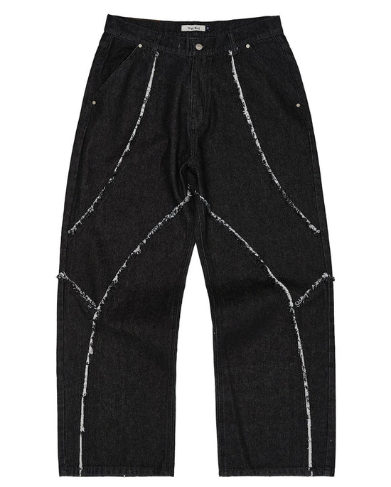 CUTTING LINE DENIM PANTS BLACK