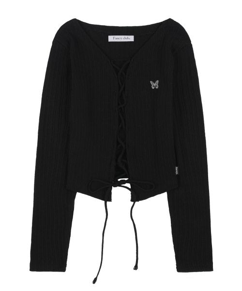 HITCH EYELET CARDIGAN BLACK