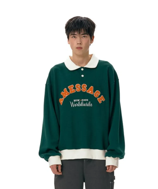 TWOTONE COLLAR SWEATSHIRT GREEN