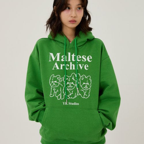 MALTESE ARCHIVE LINE GRAPHIC HOOD LIGHT GREEN