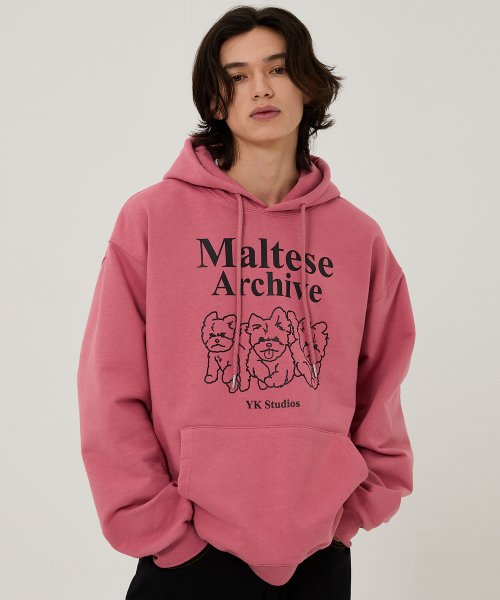MALTESE ARCHIVE LINE GRAPHIC HOOD DARK PINK