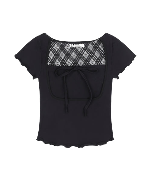 PERLATT CHECK SEE-THROUGH TEE BLACK