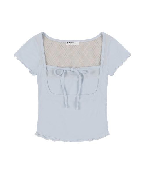 PERLATT CHECK SEE-THROUGH TEE SKY BLUE