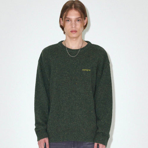 BASIC LOGO NEP KNIT SWEATER GREEN