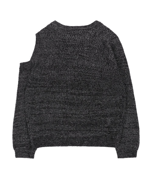 RIBBON ONE-SHOULDER KNIT BLACK