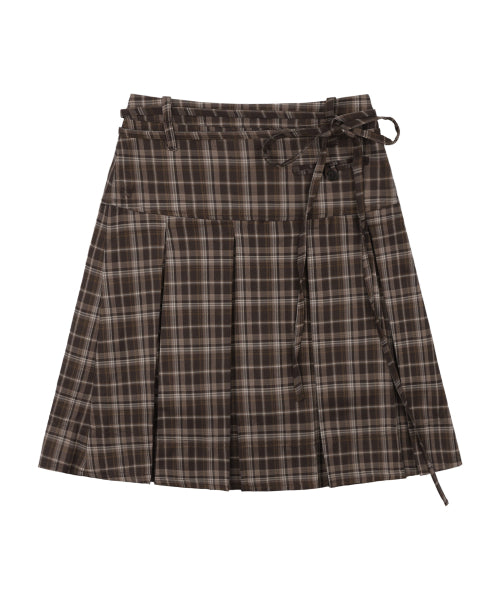 FORMAL BUTTON PLEATS MIDI SKIRT BROWN
