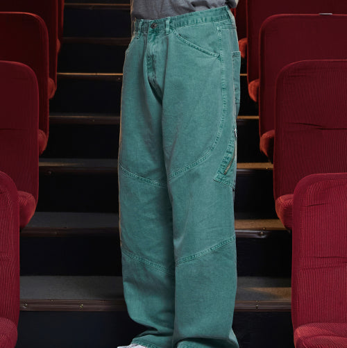 DYED ZIP CARGO PANTS EMERALD