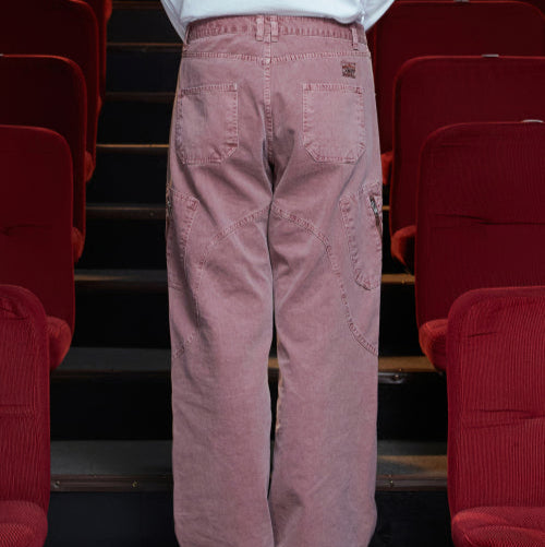 DYED ZIP CARGO PANTS DARK PINK