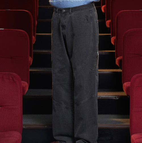 DYED ZIP CARGO PANTS CHARCOAL