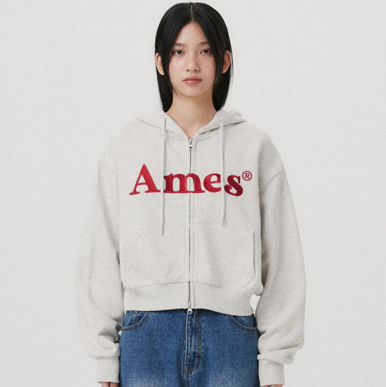 BASIC LOGO HOODIE ZIP UP O LIGHT BEIGE