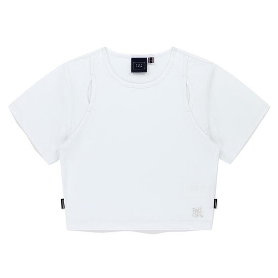 SLIT DETAIL CROP TEE SHIRT WHITE