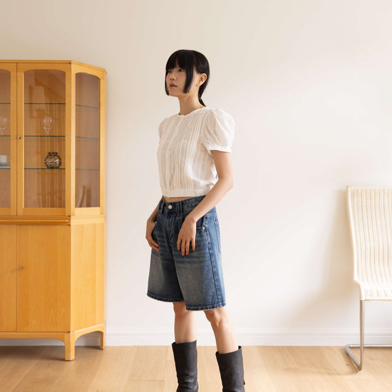 EDGE BERMUDA DENIM PANTS BLUE
