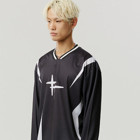 SHINING LOGO FOOTBALL JERSEY BLACK