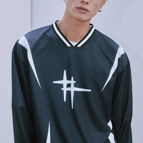 SHINING LOGO FOOTBALL JERSEY BLACK