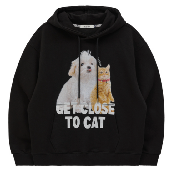 MALTESE AND CHEESE CAT HOODIE BLACK