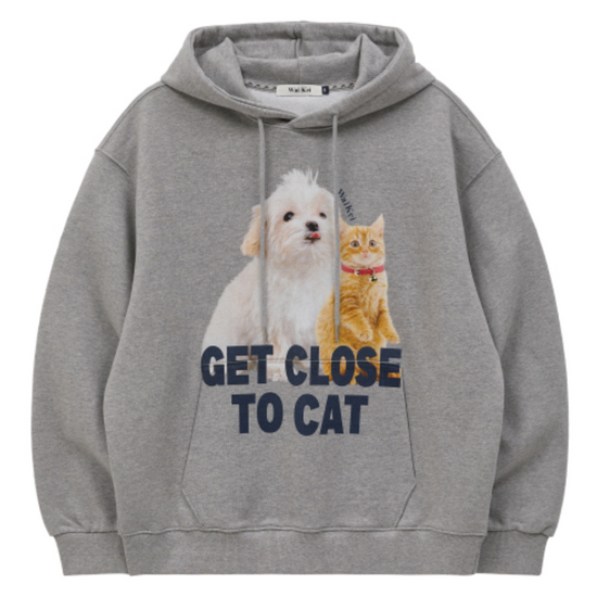 MALTESE AND CHEESE CAT HOODIE GREY