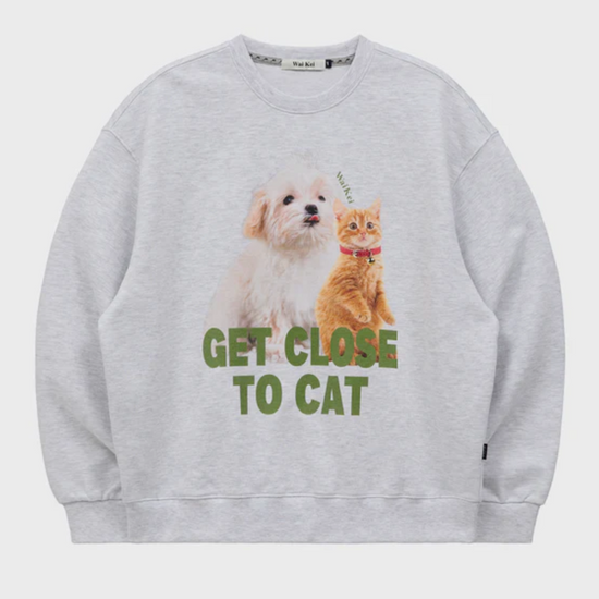 MALTESE AND CHEESE CAT SWEATSHIRT LIGHT GREY