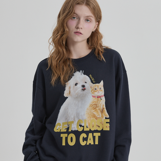 MALTESE AND CHEESE CAT SWEATSHIRT NAVY