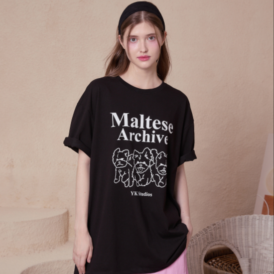 MALTESE ARCHIVE LINE GRAPHIC HALF SLEEVE T-SHIRT BLACK