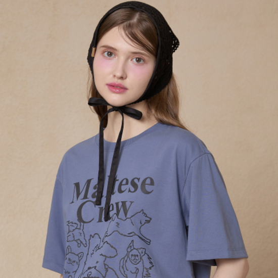 MALTESE CREW LINE GRAPHIC HALF SLEEVE T-SHIRT DUST BLUE