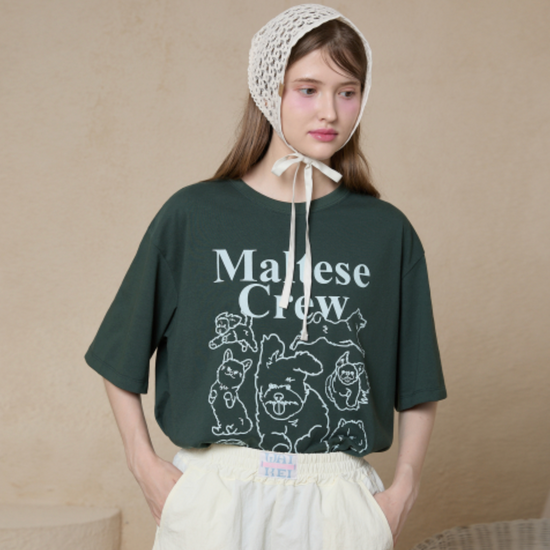 MALTESE CREW LINE GRAPHIC HALF SLEEVE T-SHIRT GREEN