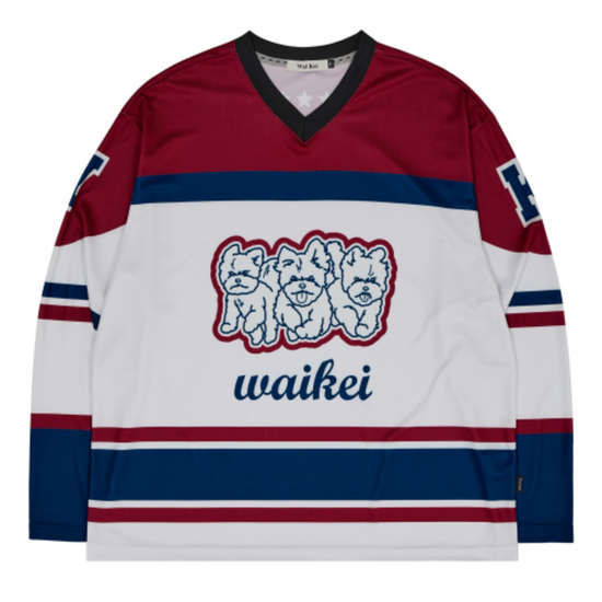 MALTESE LINE GRAPHIC MESH JERSEY LONG SLEEVE T-SHIRT RED