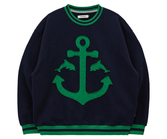MARINE APLIQUE VINTAGE SWEATSHIRTS NAVY