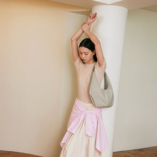 MOSSY HOBO BAG (NYLON) WHITE