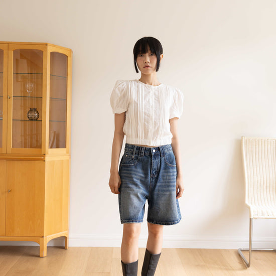EDGE BERMUDA DENIM PANTS BLUE