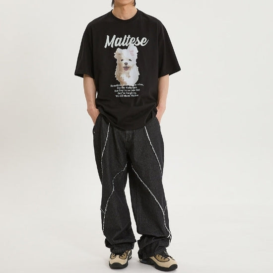 GOOREUM ILLUSTRATION HALF SLEEVE T-SHIRT BLACK