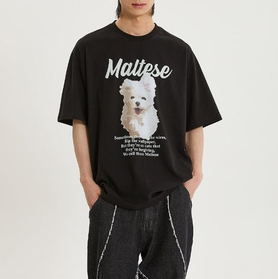 GOOREUM ILLUSTRATION HALF SLEEVE T-SHIRT BLACK