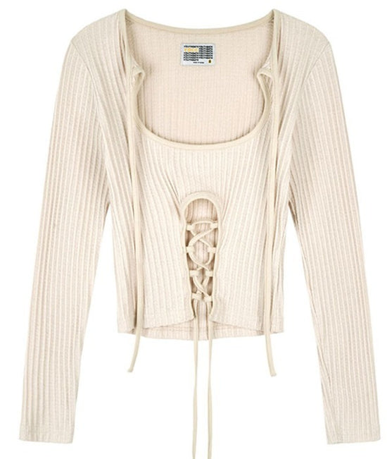 MULTI STRING LONG SLEEVE BEIGE