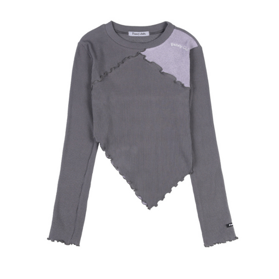 PATCHWORK STITCH LONGSLEEVE CHARCOAL