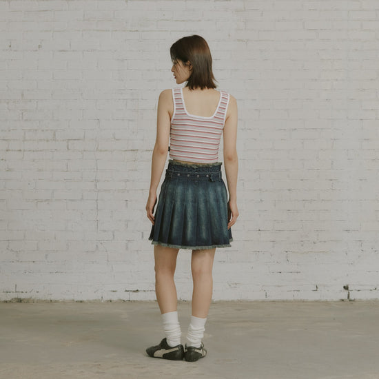 STRIPE KNIT SQUARE TOP PINK