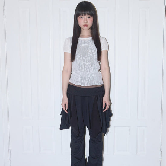 WAVE PUFF LACE TEE WHITE
