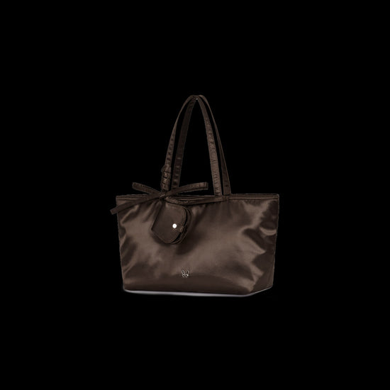 SATIN SHOULDER BAG BROWN