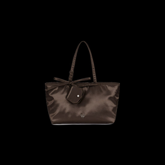 SATIN SHOULDER BAG BROWN