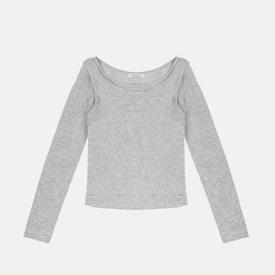 RELAXED LAYERED T-SHIRT MELANGE GREY