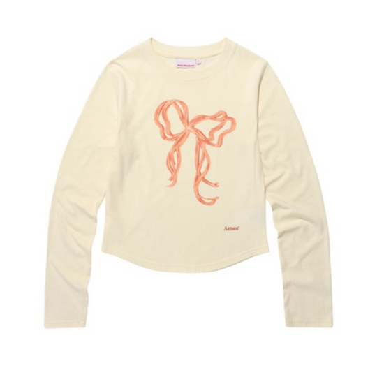 RIBBON GRAPHIC LS TEE CREAM