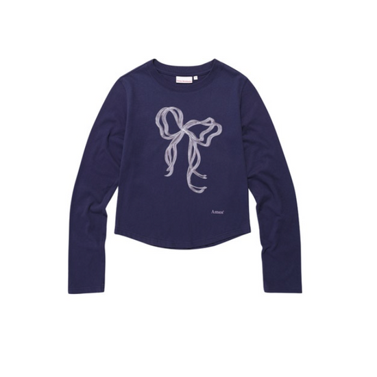 RIBBON GRAPHIC LS TEE NAVY