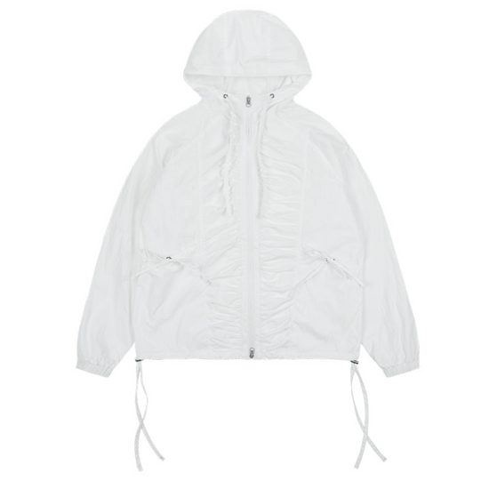 RIBBON SHIRRING WINDBREAKER IVORY