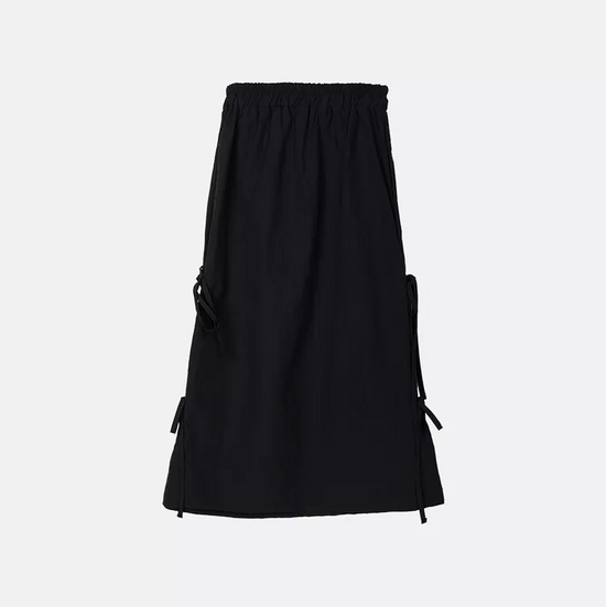 SIDE RIBBON STRING SKIRT CHARCOAL