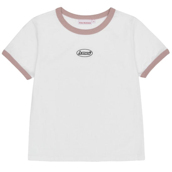 SYMBOL LOGO EMBROIDERED CROP TEE O WHITE