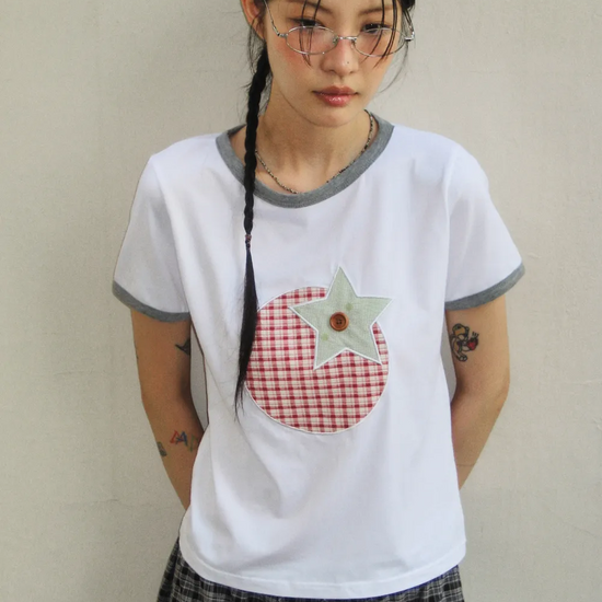 TOMATO PATCH RINGER TEE WHITE