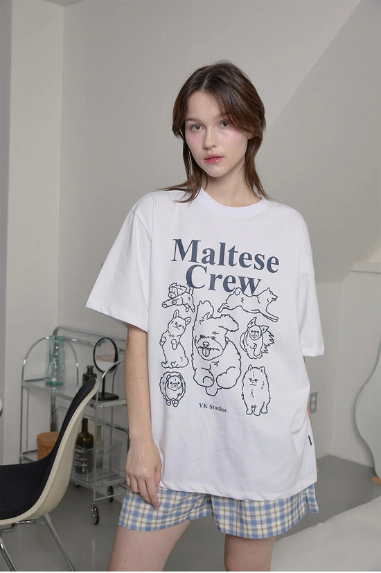 MALTESE CREW LINE GRAPHIC HALF SLEEVE T-SHIRT WHITE