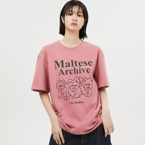 MALTESE ARCHIVE LINE GRAPHIC HALF SLEEVE TSHIRTS DUST PINK