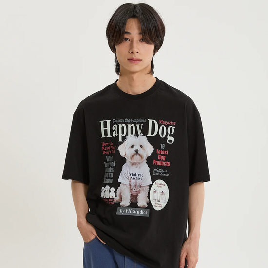 MALTESE MAGAZINE HALF SLEEVE T-SHIRT BLACK