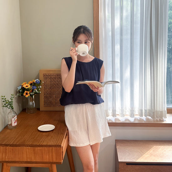 WRINKLED PULL ON SHORTS IVORY