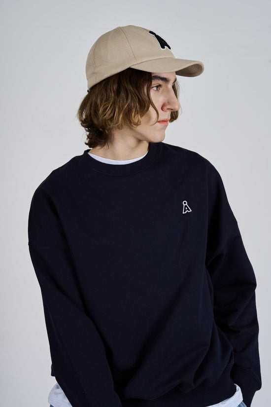 NEW ALAND A SMALL LOGO SWEAT SHIRT NAVY