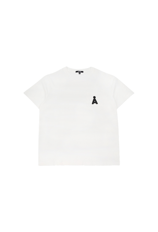 ALAND A LOGO BOUCLE POCKET TEE IVORY